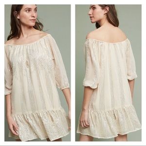Carolina K Anthropologie mini Charo short dress Ivory size S sequins C1